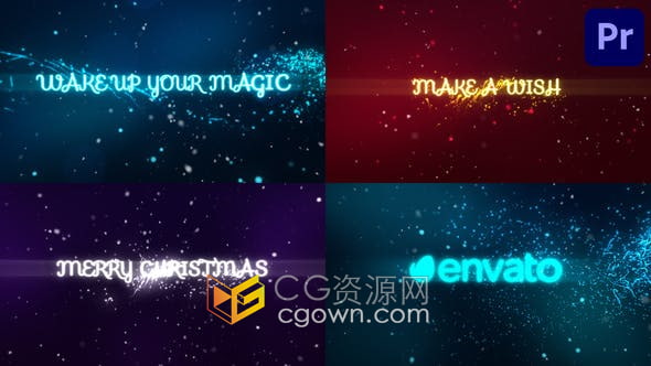 PR模板-独特魔法火花文本动画效果圣诞新年节日祝福贺卡庆祝活动邀请函