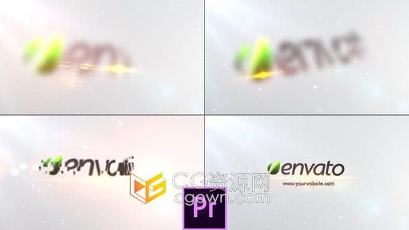 PR模板-现代简约镜头光晕模糊切片碎块动画清新展示LOGO片头
