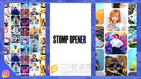 PR模板-快速跺脚风格马赛克照片墙相册片头Mosaic Logo Reveal