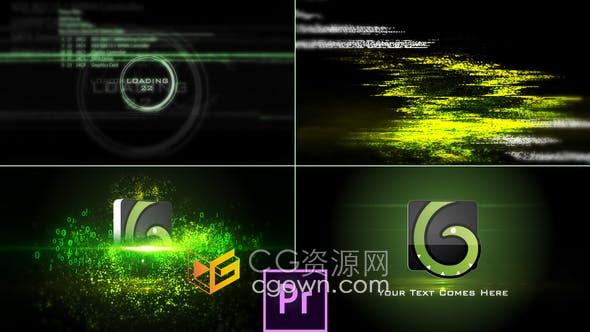 PR模板-技术畸变快速数字故障标志动画高科技开场白游戏介绍片头
