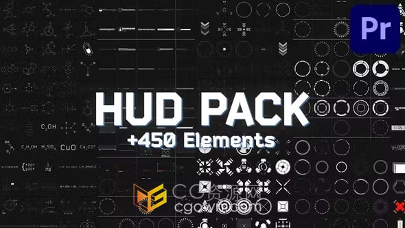 PR模板-450多种高科技HUD元素动画HUD Pack 第 6 部分