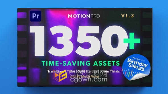 Motion Pro工具包现代社交媒体标题字幕条图文动画转场视频效果-PR模板