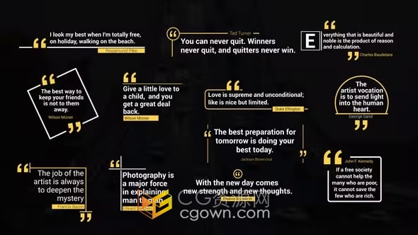 12种双引号标题动画PR模板名言名句采访视频引号字幕