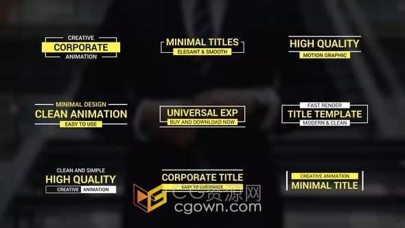 PR模板-9个公司名称标题动画现代企业介绍视频字幕