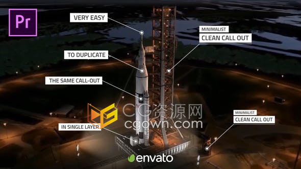 Premiere Call-Out Titles目标点标注呼出指示线文字标题介绍字幕动画-PR模板