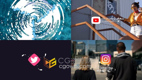 Premiere制作漩涡旋转飞溅流体卡通图形动画LOGO视频片头-PR模板