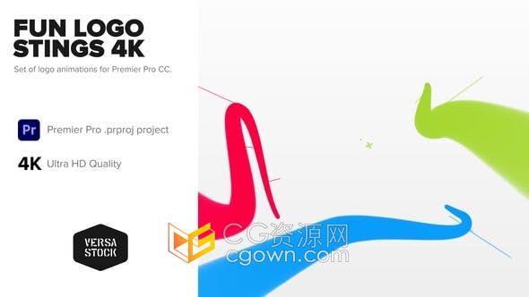 PR模板-3D画笔卡通趣味彩条演绎社交媒体4K图标动画