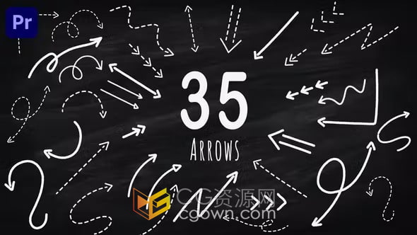 35组手绘涂鸦风格箭头动画效果PR模板下载