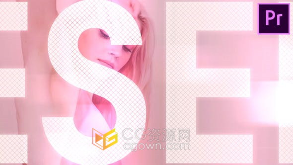 Fashion创意大文字标题遮罩时尚宣传片头介绍视频动画制作-PR模板