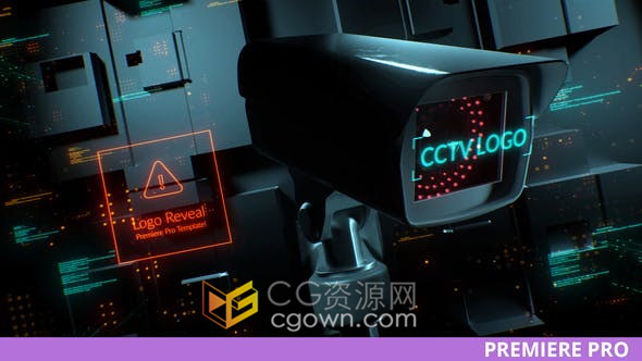 闭路电视摄像机安全监视警报天眼技术宣传视频片头动画制作-PR模板