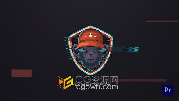 PR模板-vhs故障畸变信号损坏数字失真徽标动画