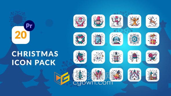 PR模板-圣诞节动画图标适用于视频解说演示信息图表网络动画在线营销等