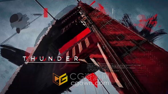 创意复古笔刷水墨效果图片展示动画幻灯片视频相册-PR与AE模板