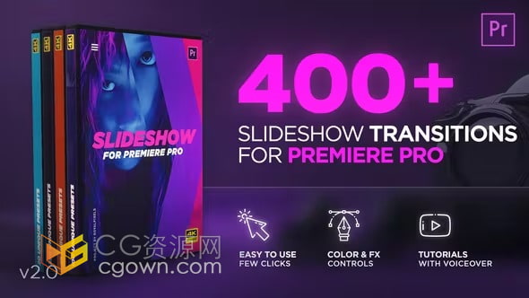 Slideshow Transitions PR模板400种过渡预设视频剪辑转场效果