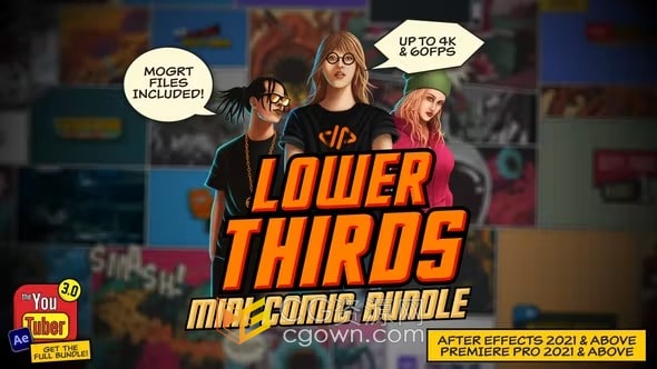 AE与PR模板-30个卡通漫画标题文本框字幕动画