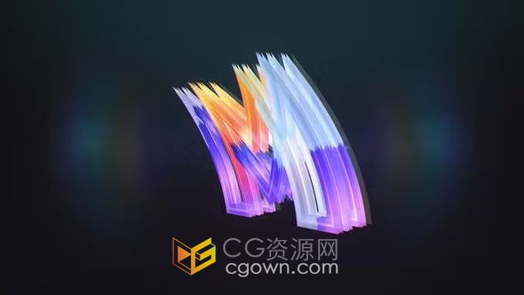 PR标志模板-3D技术企业品牌宣传发光线条logo翻转动画