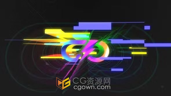 PR模板-图像色彩拉伸数字游戏3D标志故障Logo Glitch