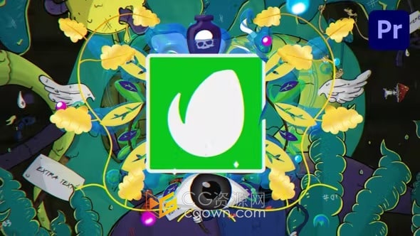 插图风格LOGO动画-PR标志模板免费下载