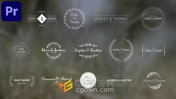 PR模板-优雅复古时尚可爱的婚礼标题现代婚礼视频开场白