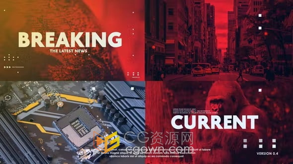 PR模板-News Intro信息框展示电视广播新闻栏目片头