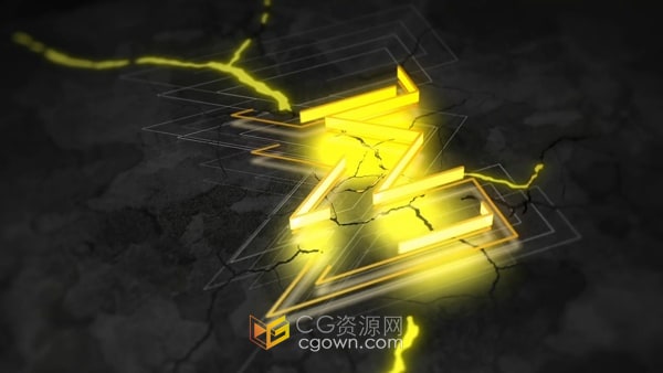 PR模板-发光裂缝背景3d标志霓虹灯发亮线条LOGO动画