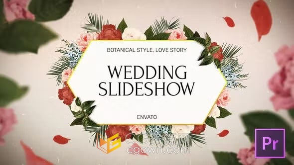 婚礼幻灯片AE与PR模板下载照片动画视频相册