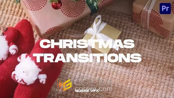 闪闪发光粒子转场效果圣诞视频过渡制作-PR模板