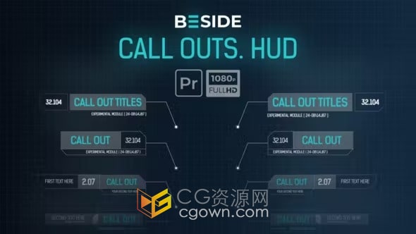 34组高科技HUD标注介绍视频字幕文字标题动画-AE与PR模板