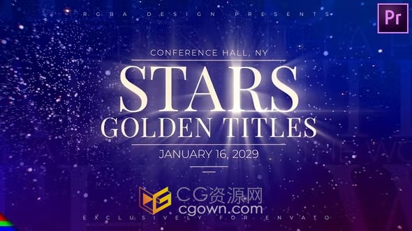 闪闪发光粒子优雅宣传标题颁奖典礼公司年会开场视频-PR模板