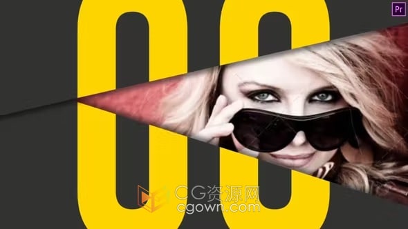 切割分层图形遮罩倒数开场视频片头动画-PR模板