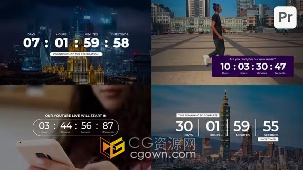 时间倒计时秒表计时器动画效果制作-PR模板下载