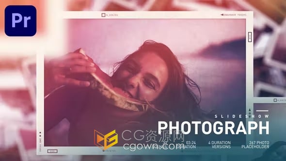 卡片照片展示动画漏光效果视频相册制作-PR模板