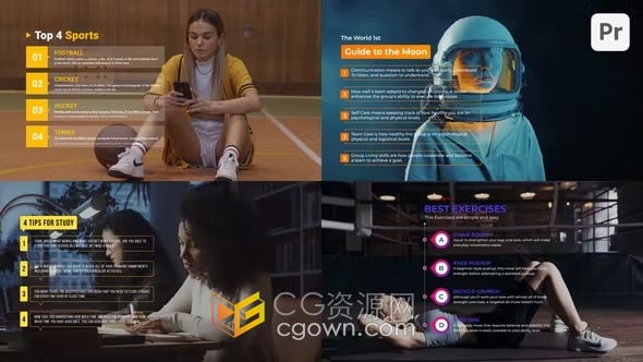 20个样式列表标题排版展示动画效果-PR模板