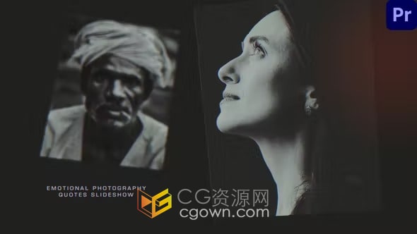 PR模板-制作经典黑白摄影作品人物肖像艺术相册视频专辑