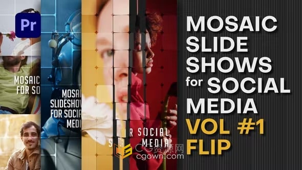 3套共18种马赛克动画展示照片幻灯片短视频效果-PR模板