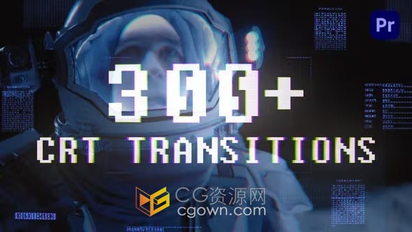 CRT Transitions 300 PR转场模板画面损坏干扰故障视频过渡预设