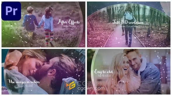 明亮优雅浪漫幻灯片视频相册动画制作-PR模板下载