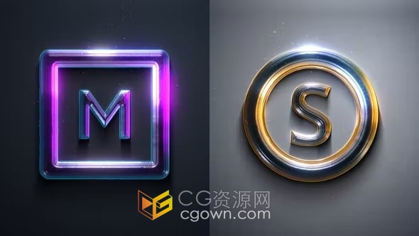 4K分辨率反射发光LOGO生成动画视频效果-PR模板