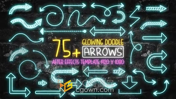 75多种发光涂鸦箭头动画效果AE与PR模板下载
