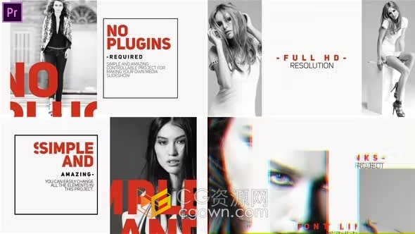 现代时尚走秀视频剪辑动感开场视频片头PR模板