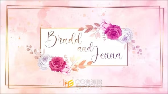 PR模板-婚礼请柬模板明亮优雅鲜花动画庆典仪式邀请函