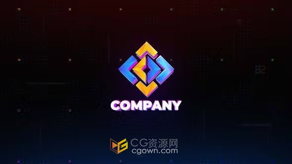 PR标志模板-赛博朋克元素计算机网络科技企业故障LOGO动画