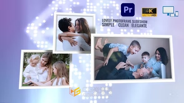 适用多种分辨率闪烁光点背景时尚可爱相框幻灯片-PR视频相册