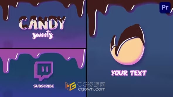 PR模板-巧克力卡通流体标志LOGO动画