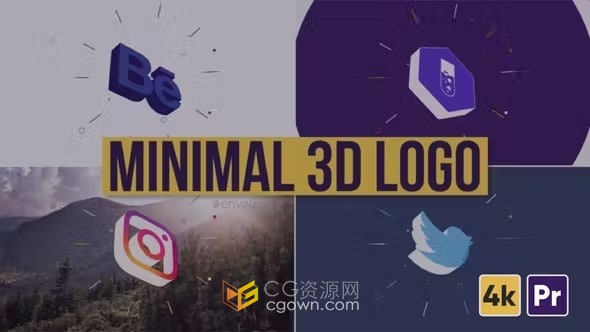PR模板-4K优雅多彩快速3D标志企业品牌LOGO动画