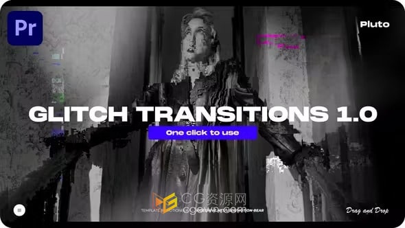 PR转场模板-故障过渡Glitch Transitions