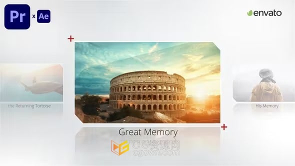 AE与PR模板-大气简约公司企业介绍宣传片视差倒影效果多屏照片相册