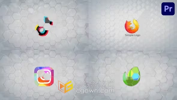 PR模板-4K抽象彩色3D光面标志动画