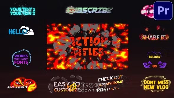 PR模板-卡通多彩形状叠加元素动作标题动画