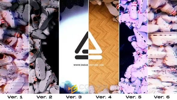 PR模板-旋转镜头运动鞋堆品牌标志揭示动画